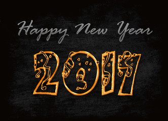 Happy New Year 2017 on blackboard background