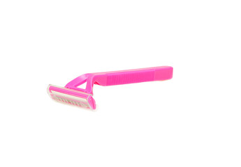 Pink lady shaver on white background