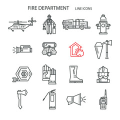 Fire safety contour icons.