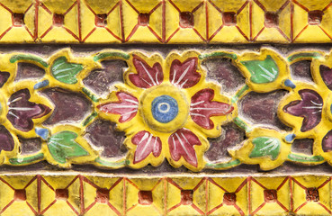 Traditional Thai style pattern decorative, stucco paint in templ