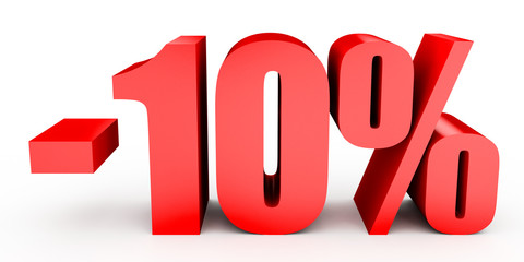 Discount 10 percent off. 3D illustration on white background.