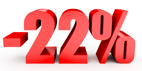 Discount 22 percent off. 3D illustration on white background.