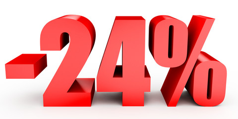 Discount 24 percent off. 3D illustration on white background.
