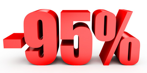 Discount 95 percent off. 3D illustration on white background.