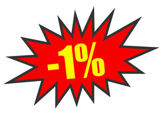 Discount 1 percent off. 3D illustration on white background.