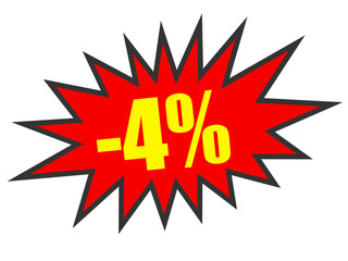 Discount 4 percent off. 3D illustration on white background.