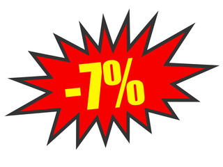 Discount 7 percent off. 3D illustration on white background.
