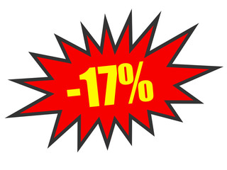 Discount 17 percent off. 3D illustration on white background.