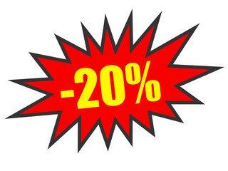 Discount 20 percent off. 3D illustration on white background.