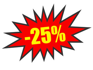 Discount 25 percent off. 3D illustration on white background.