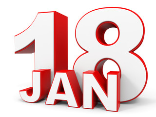 January 18. 3d text on white background.