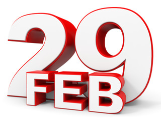 February 29. 3d text on white background.