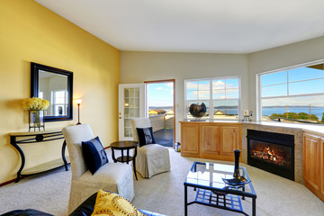 Bright Living room interior in duplex house.