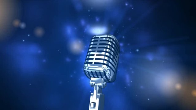 Microphone on background of starry sky. Allegory. Illustration. Background for headline