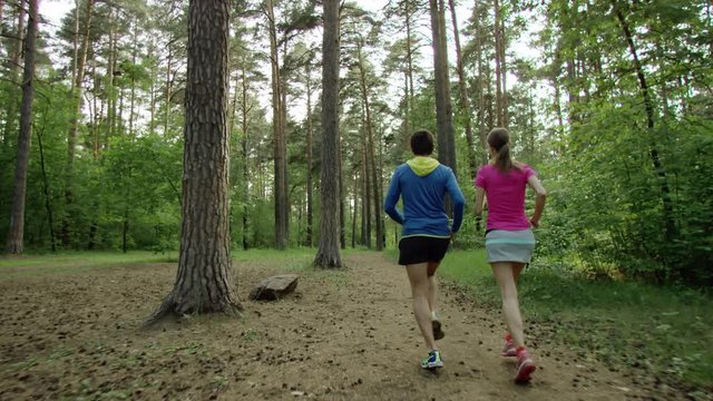 running in a forest