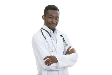 Fototapeta premium African-American Medical doctor man isolated white background