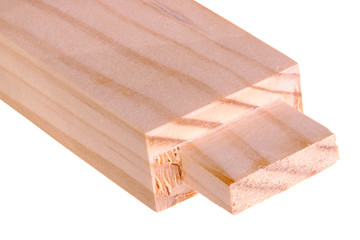 Close-up of a board with a woodworking tenon isolated