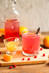 Glass of fresh red currants juice