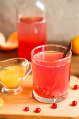 Glass of fresh red currants juice