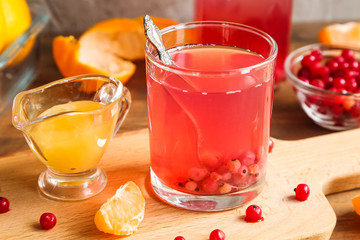Glass of fresh red currants juice