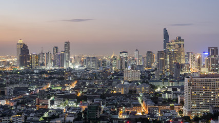 Fototapeta na wymiar Skyscrapers on Sathorn Road, Bangkok, Thailand