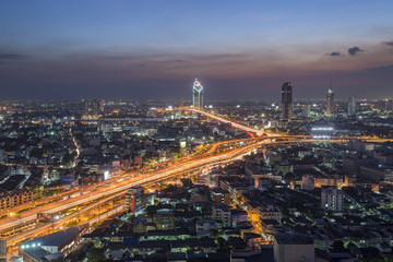 Fototapeta na wymiar Bangkok Aerial View, Chalerm Maha Nakhon Expressway