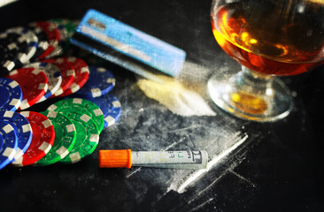 scratch photo concept addiction cocaine alcohol glass drug