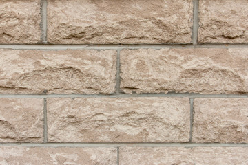 Light brown brick wall background.