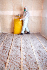 Master stacked cellulose insulation in the floor