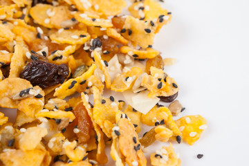 Cornflakes with almond, honey, sesame and dried fruits