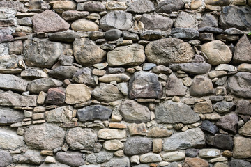 Stone wall background. Background image old stone wall of rough stones of various shapes and sizes.