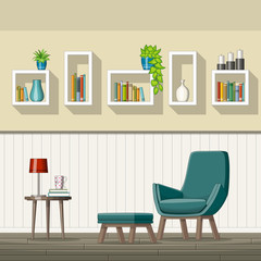 Illustration of interior equipment of a living room