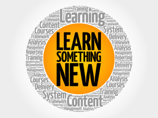 Learn Something New circle word cloud, business concept