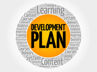 Development plan circle word cloud, business concept