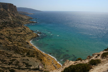 Fototapeta na wymiar red beach near matala bay on the island Crete