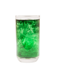 chlorophyll in glass isolated on white background