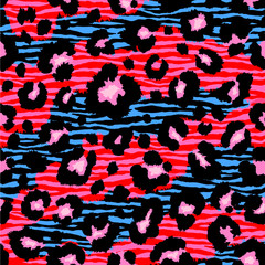 Seamless leopard and zebra pattern. Vector. 