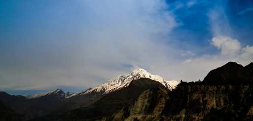 View to Rakaposhi peak, Karakorum mountains, Pakistan