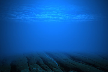 Deep blue sea or ocean underwater background.