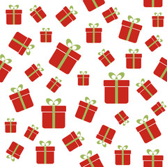 Seamless vector pattern with red gift boxes