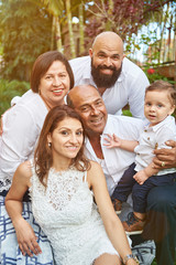 Portrait of hispanic big family