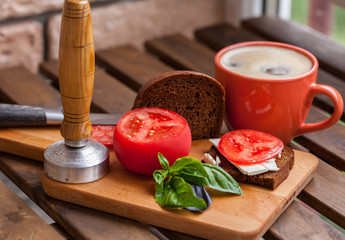 a quick snack with a cup of coffee