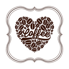 Heart of coffee bean icon. Coffee time drink breakfast and beverage theme. Isolated design. Vector illustration