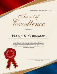 Award of Excellence with wax seal and ribbon portrait version