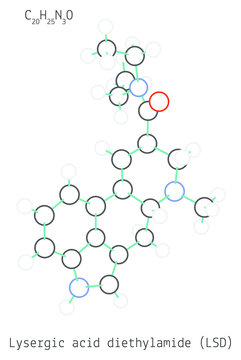 Lysergic acid diethylamide C20H25N3O molecule