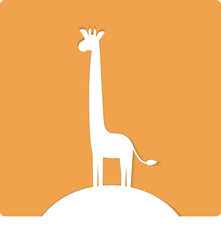 white paper giraffe on an orange background
