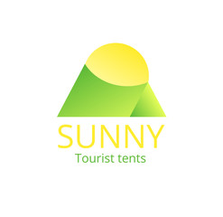 tent and sun hiker symbol logo