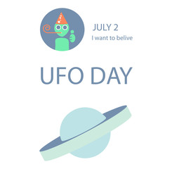 ufo day vector flat fun alien isolated illustration
