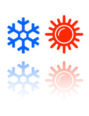 snowflake and sun symbols