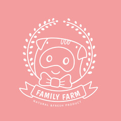 Family farm , Pig logo template.
